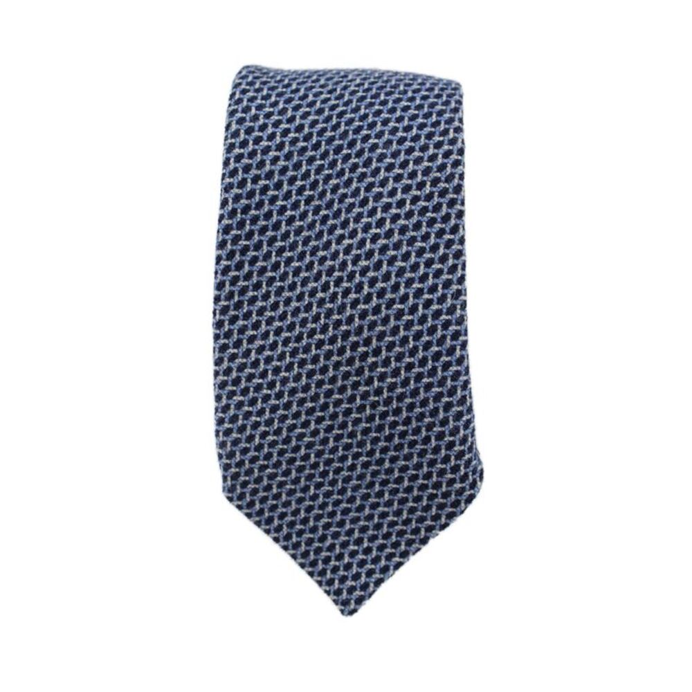 Peter Elliot Mens Woven Print Classic Width Necktie Blue Wool